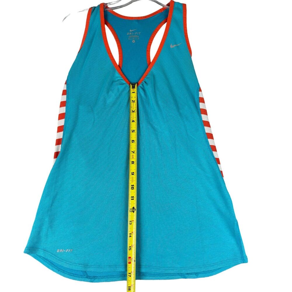 NIKE Tank Top Women's Medium Blue Orange Dri-Fit Racerback V-Neck Running Shirt - Picture 6 of 10